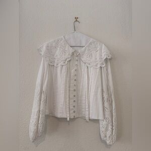 FARM RIO Elegant White Lace Women's Top